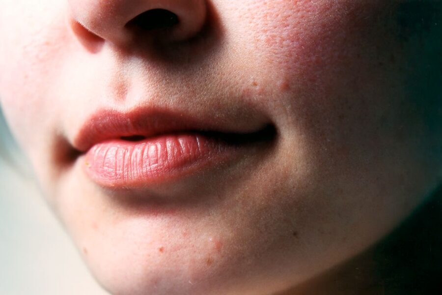 close-up of a females lips